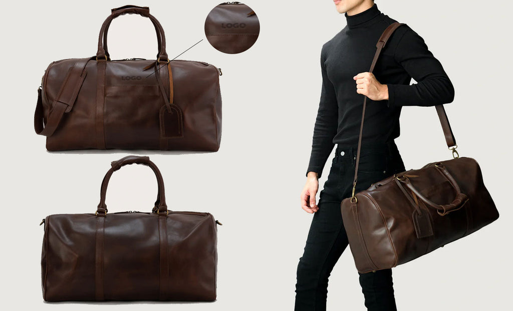 Custom Darrio Leather Duffle Bag (all colors) with custom logo