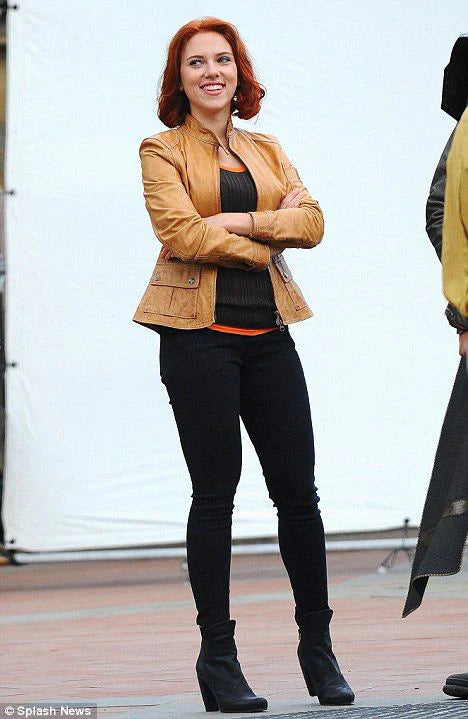 Scarlett Johansson The Avengers Brown Leather Jacket