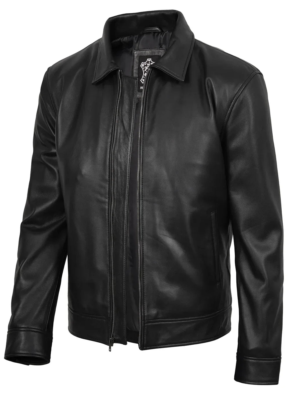 Tony Men's Black Harrington Real Leather Jacket