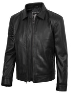 Tony Men's Black Harrington Real Leather Jacket