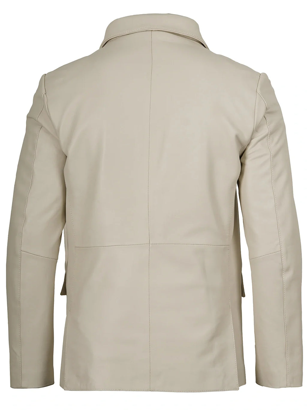 Mens Two Buttons Off White Leather Blazer