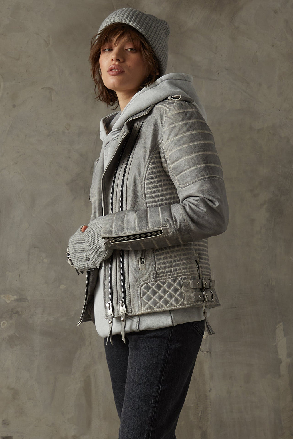 Kay Michaels 2.0 Tall: Iced Leather Jacket (Woman)