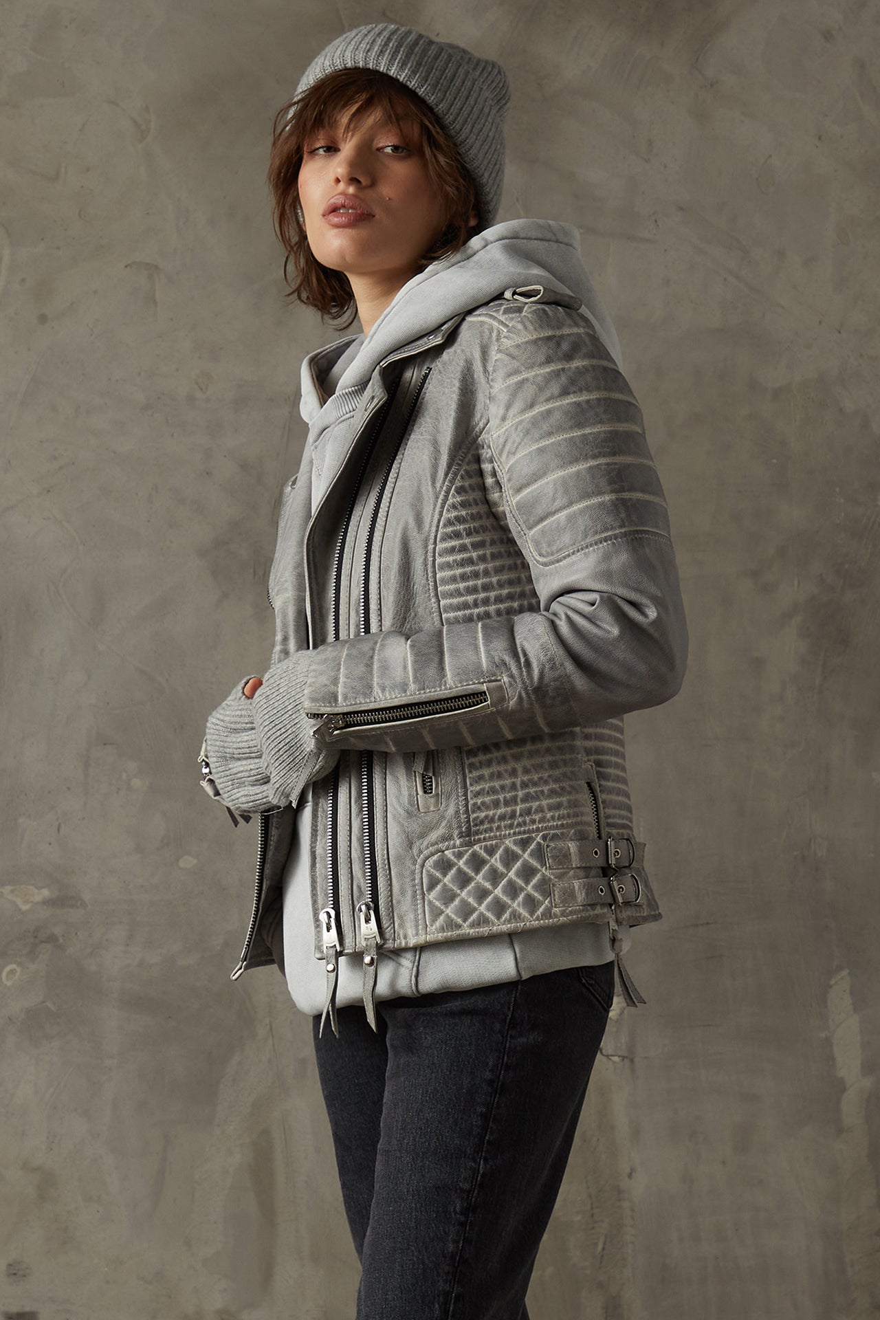 Kay Michaels 2.0 Tall: Iced Leather Jacket (Woman)