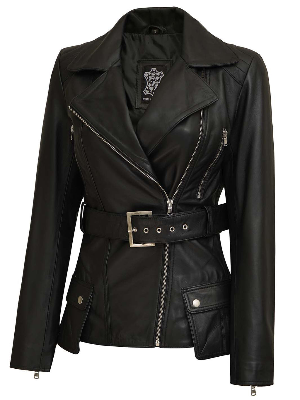 Women's Asymmetrical Black Leather Jacket