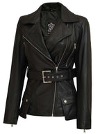 Women's Asymmetrical Black Leather Jacket