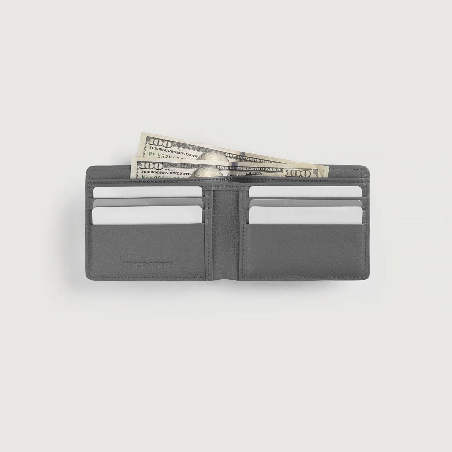 Voren Grey Leather Bi-fold Wallet