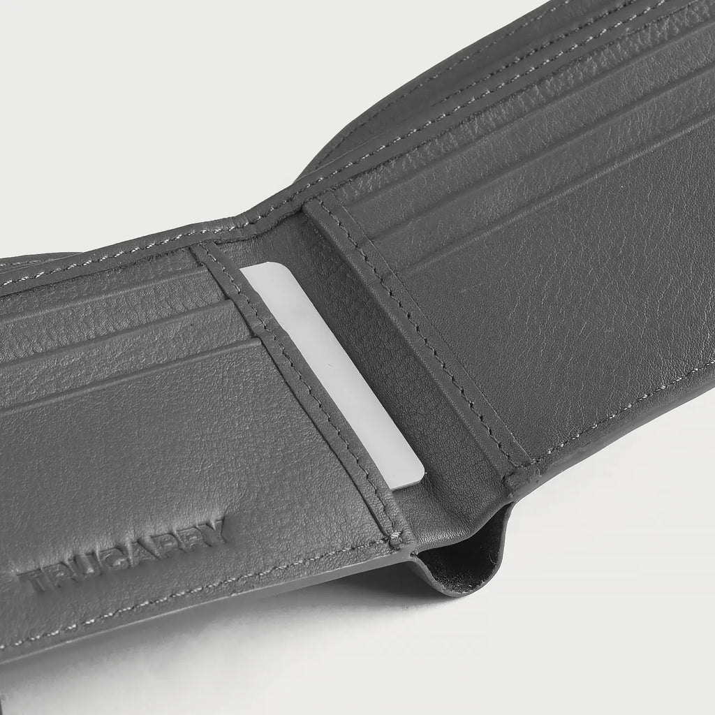 Voren Grey Leather Bi-fold Wallet