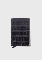 Genuine Leather Crocodile Pattern Black Card Holder