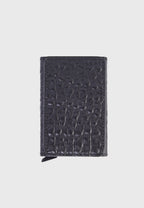 Genuine Leather Elephant Pattern Black Card Holder