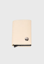 Genuine Leather Caviar Pattern Beige Trifold Card Holder