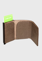Genuine Leather Caviar Pattern Mouse Trifold Card Holder