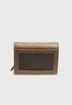 Genuine Leather Caviar Pattern Brown Snap Closure Wallet \u0026 Card Holder