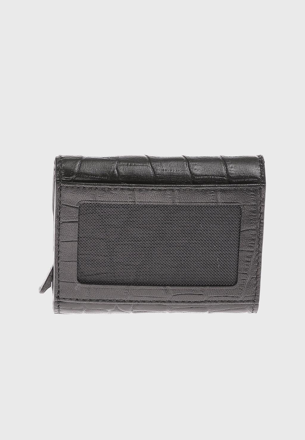 Genuine Leather Crocodile Pattern Black Snap Closure Wallet \u0026 Card Holder
