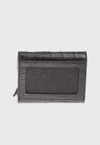 Genuine Leather Crocodile Pattern Black Snap Closure Wallet \u0026 Card Holder