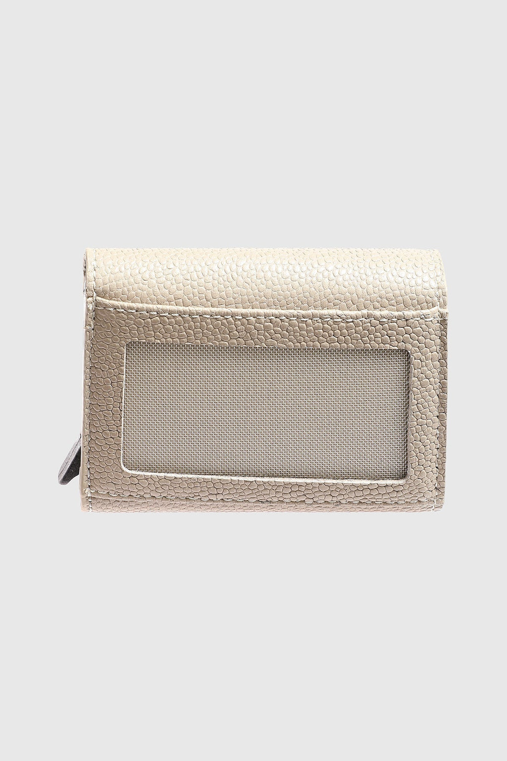 Genuine Leather Caviar Pattern Beige Snap Closure Wallet \u0026 Card Holder