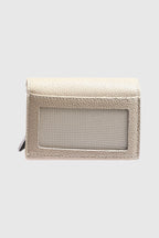 Genuine Leather Caviar Pattern Beige Snap Closure Wallet \u0026 Card Holder