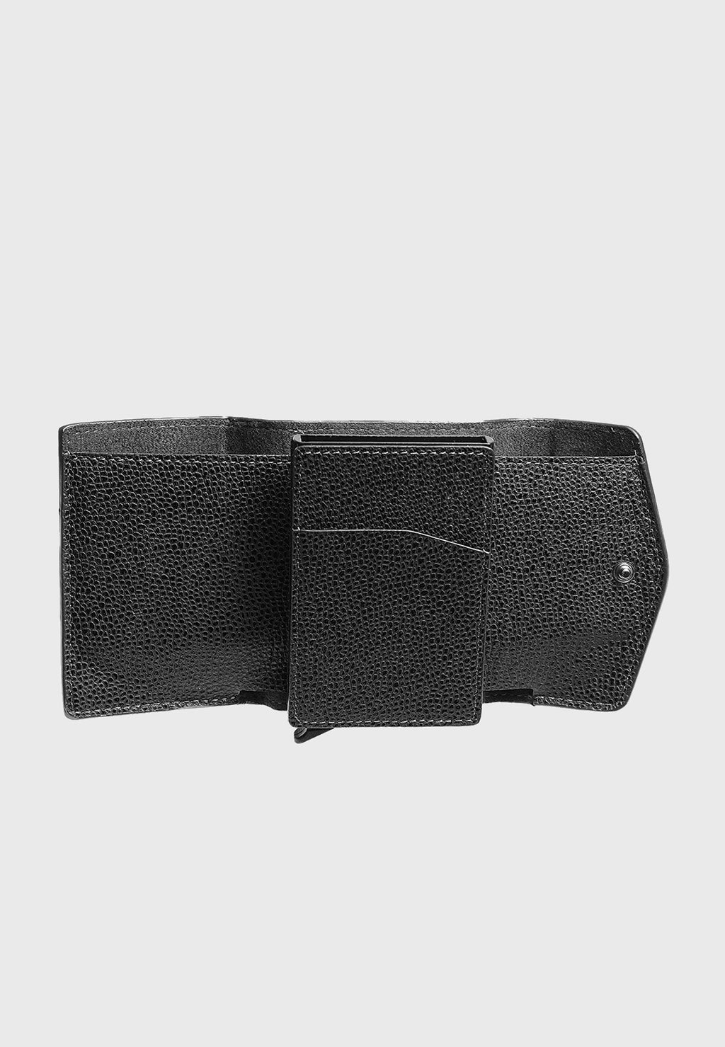 Genuine Leather Caviar Pattern Black Snap Closure Wallet \u0026 Card Holder