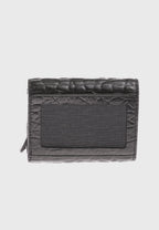 Genuine Leather Elephant Pattern Black Snap Closure Wallet \u0026 Card Holder