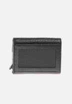 Genuine Leather Venous Pattern Black Snap Closure Wallet \u0026 Card Holder