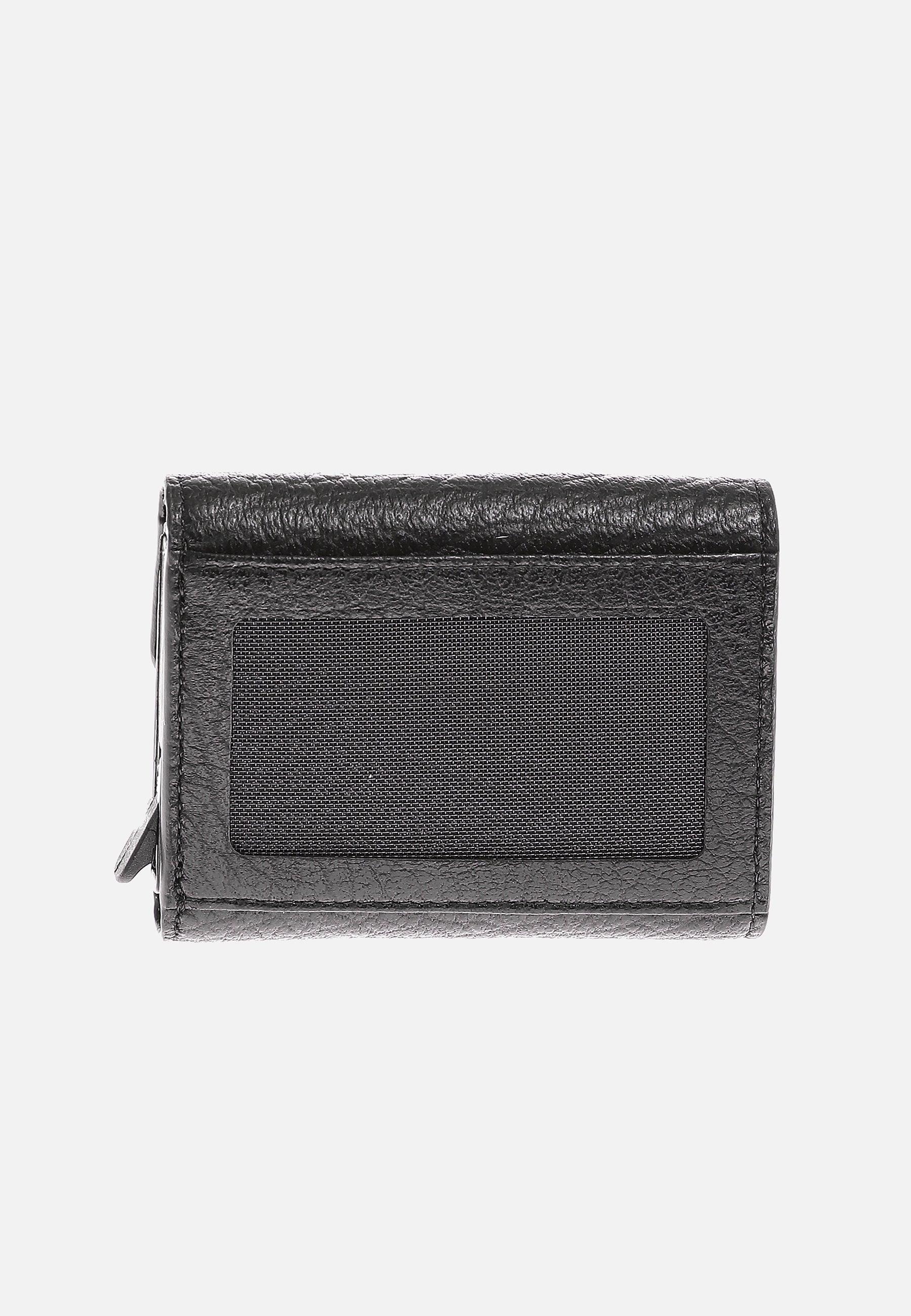 Genuine Leather Venous Pattern Black Snap Closure Wallet \u0026 Card Holder