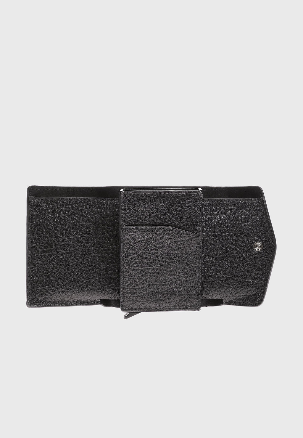Genuine Leather Venous Pattern Black Snap Closure Wallet \u0026 Card Holder