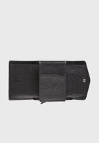 Genuine Leather Venous Pattern Black Snap Closure Wallet \u0026 Card Holder