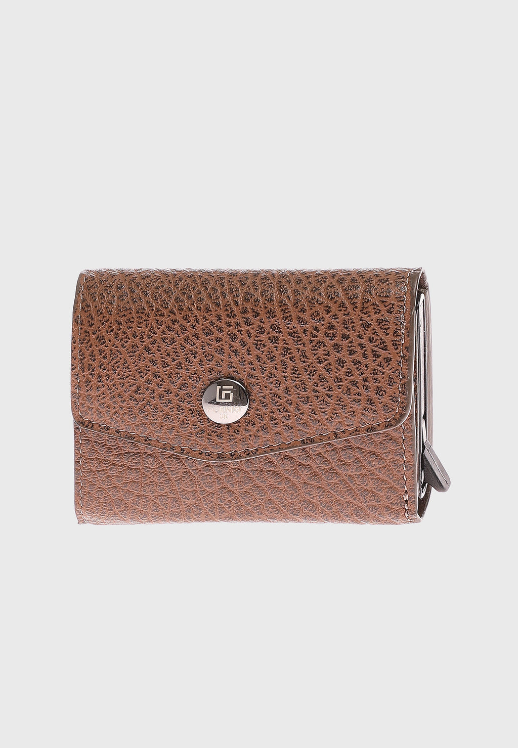 Genuine Leather Venous Pattern Brown Snap Closure Wallet \u0026 Card Holder