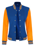 Women's Royal Blue and Yellow  Letterman Varsity Jacket