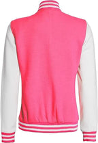 Women's White & Pink Lettermen Varsity Jacket
