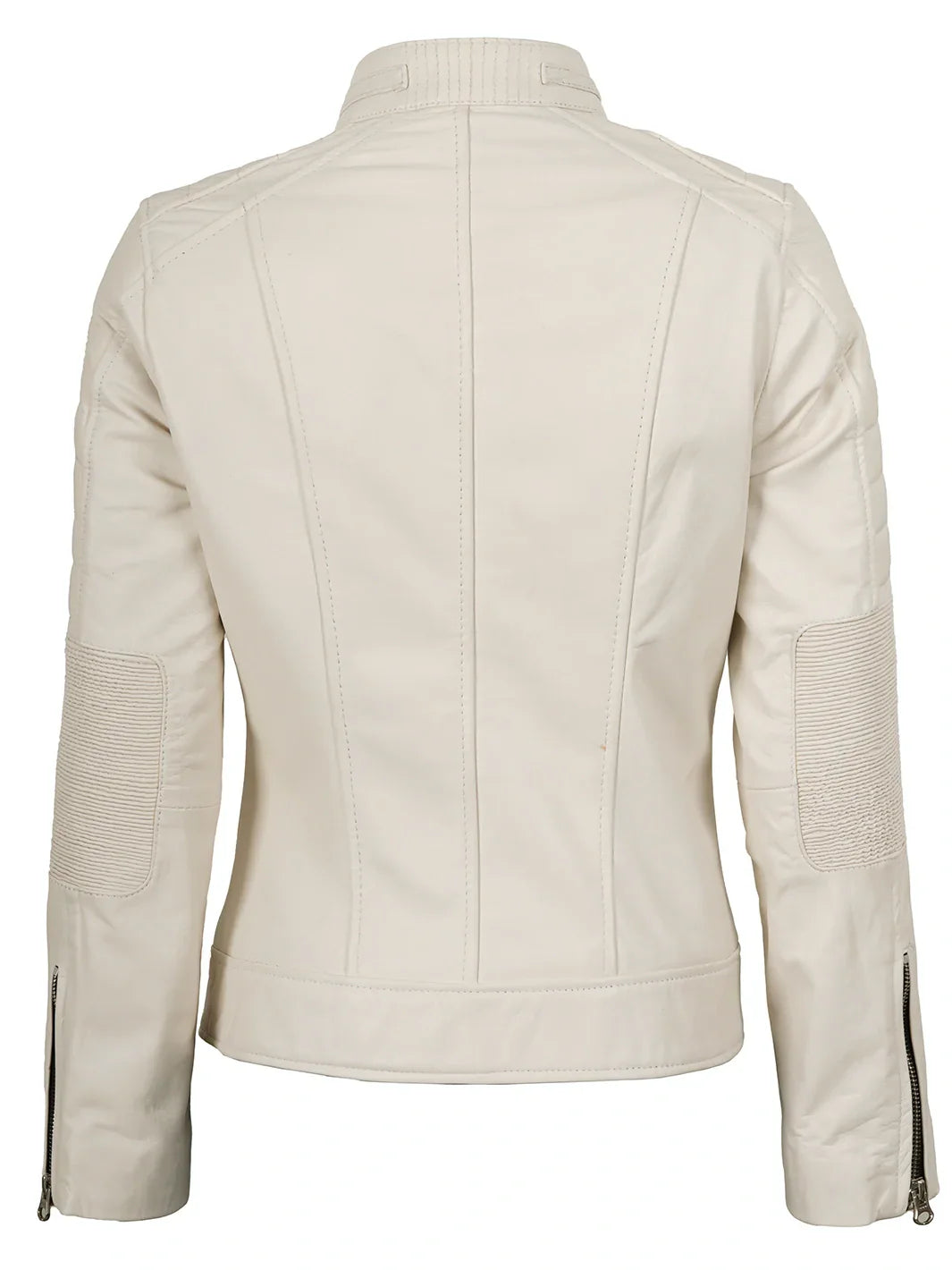 Austin Women Off White Biker Style Leather Jacket