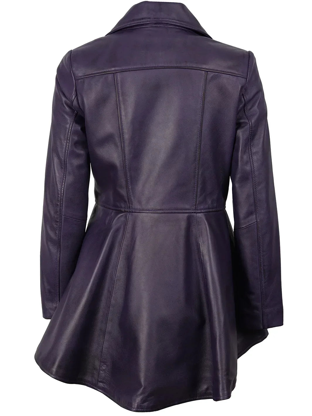 Women's Asymmetrical Purple Peplum Leather Jacket