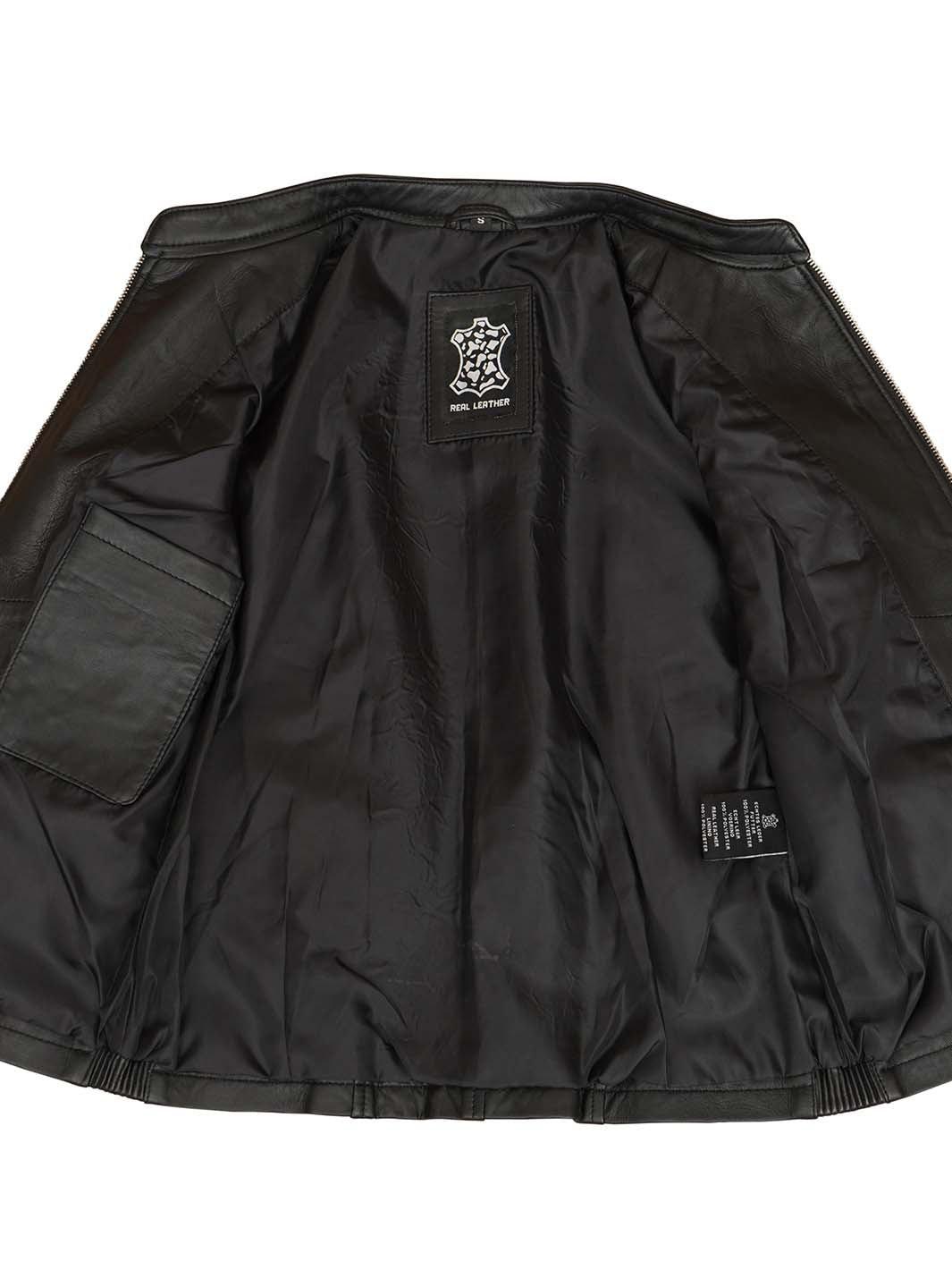 Women's Tall Black Cafe Racer Leather Jacket