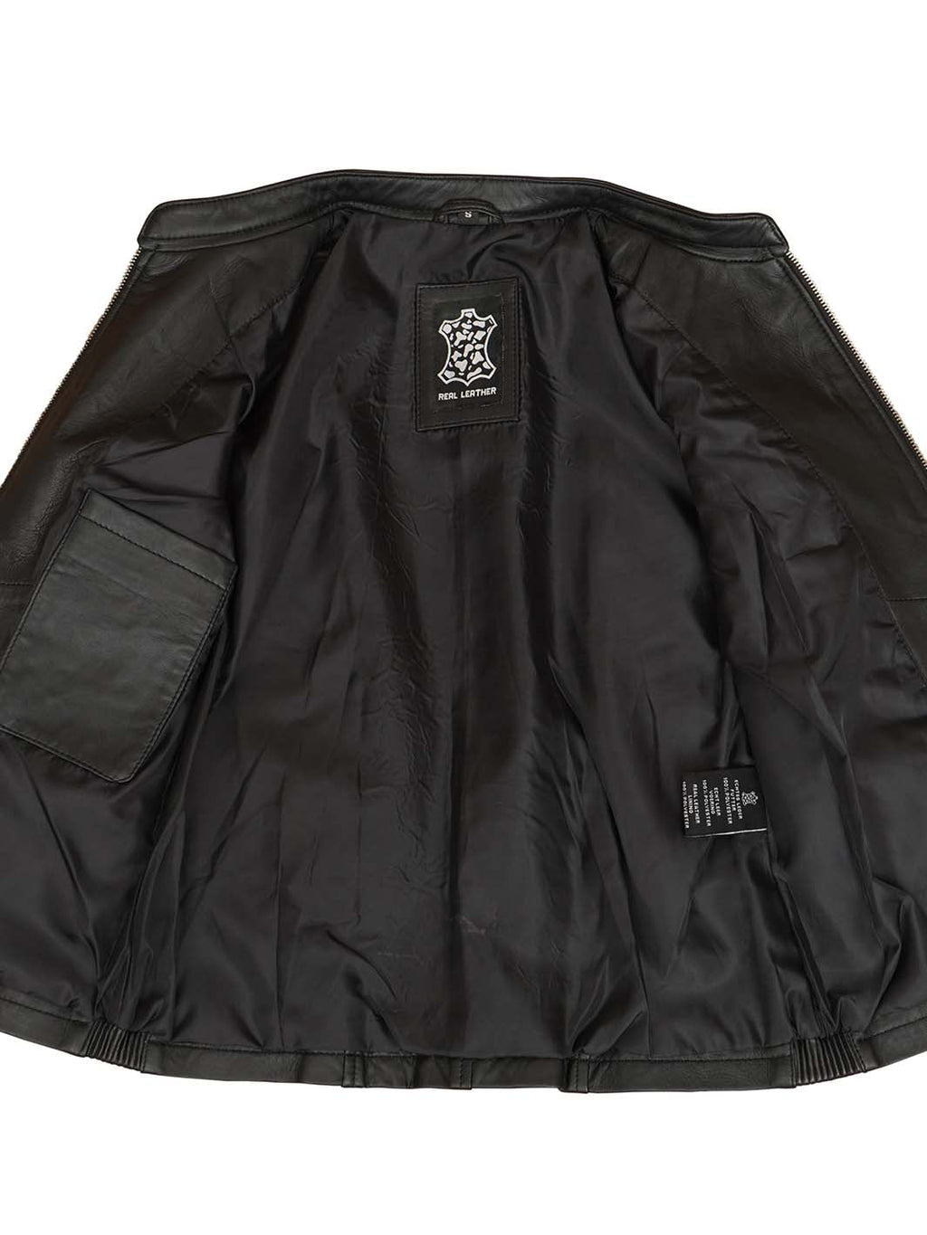 Petite Women's Black Cafe Racer Leather Jacket