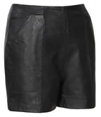 Women's Leather Black Shorts - High Waisted Style