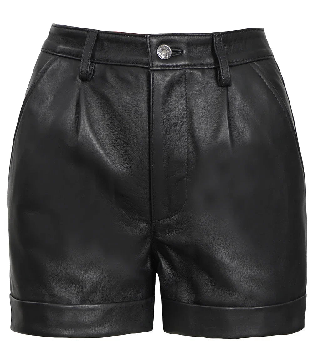 Women's Leather Black Shorts