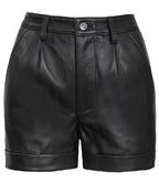 Women's Leather Black Shorts