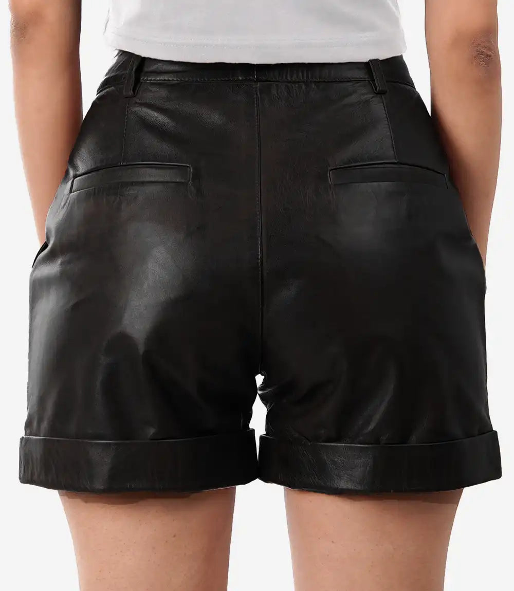 Women's Leather Black Shorts