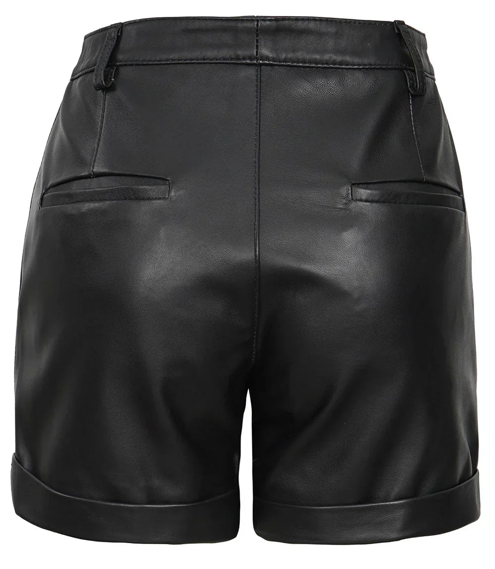 Women's Leather Black Shorts