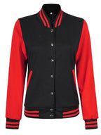 Womens Red and Black Varsity Jacket
