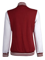 Women's White & Maroon Plain Lettermen Varsity Jacket