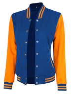 Women's Royal Blue and Yellow  Letterman Varsity Jacket