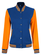 Women's Royal Blue and Yellow  Letterman Varsity Jacket
