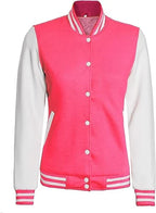 Women's White & Pink Lettermen Varsity Jacket