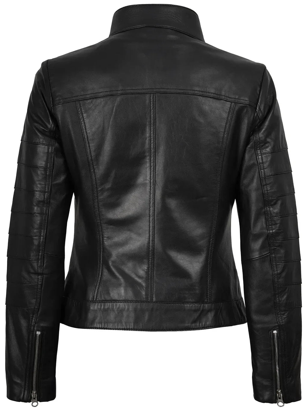 Bergamo Womens Black Real Leather Cafe Racer Jacket