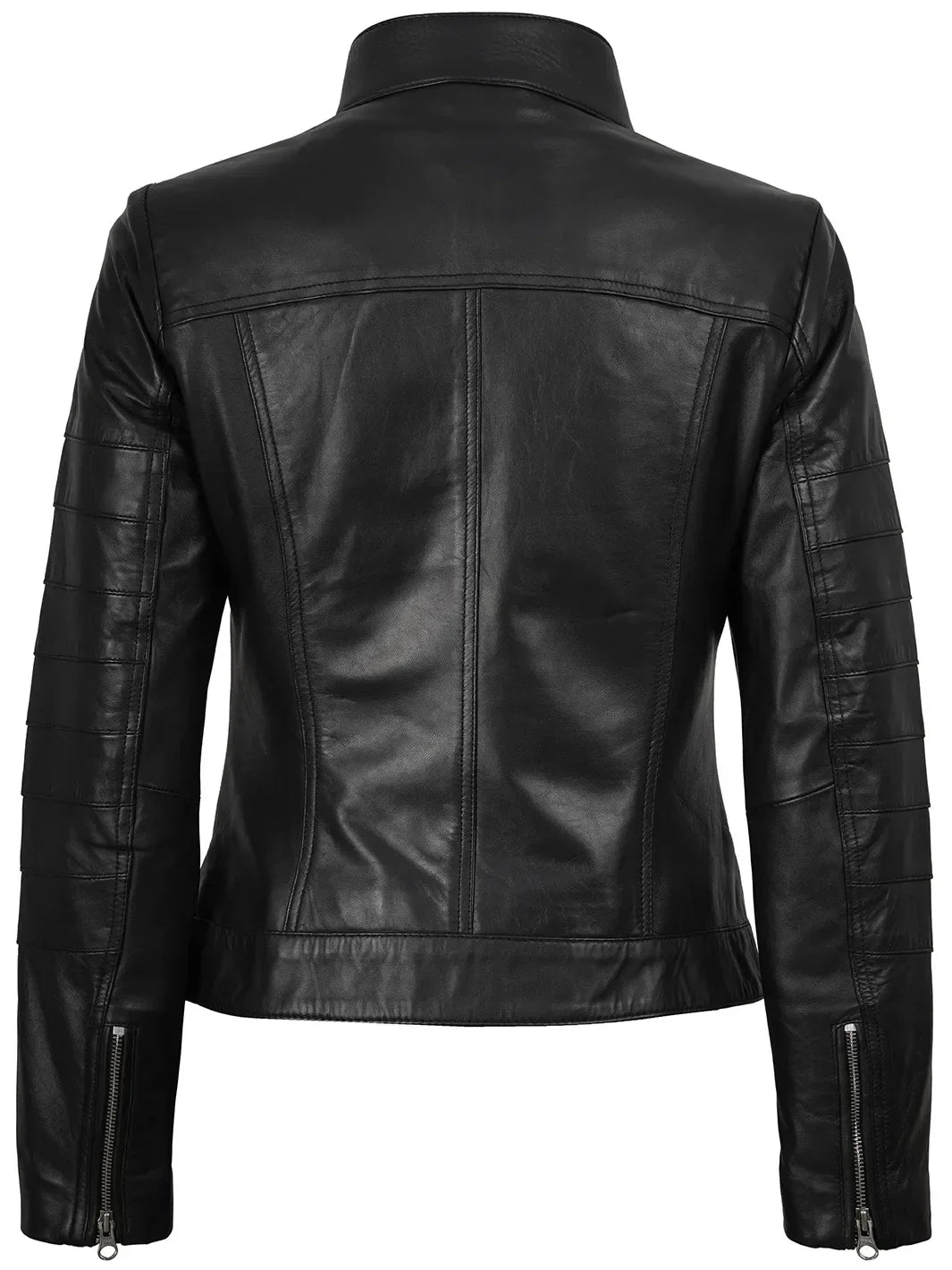Bergamo Womens Black Real Leather Cafe Racer Jacket