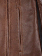 Women's Three Button Cognac Brown Leather Blazer