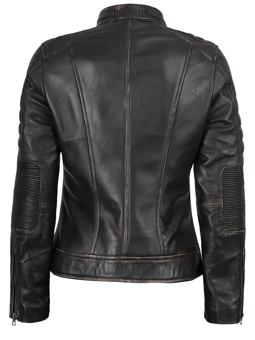 Women's Dark Brown Biker Style Leather Jacket