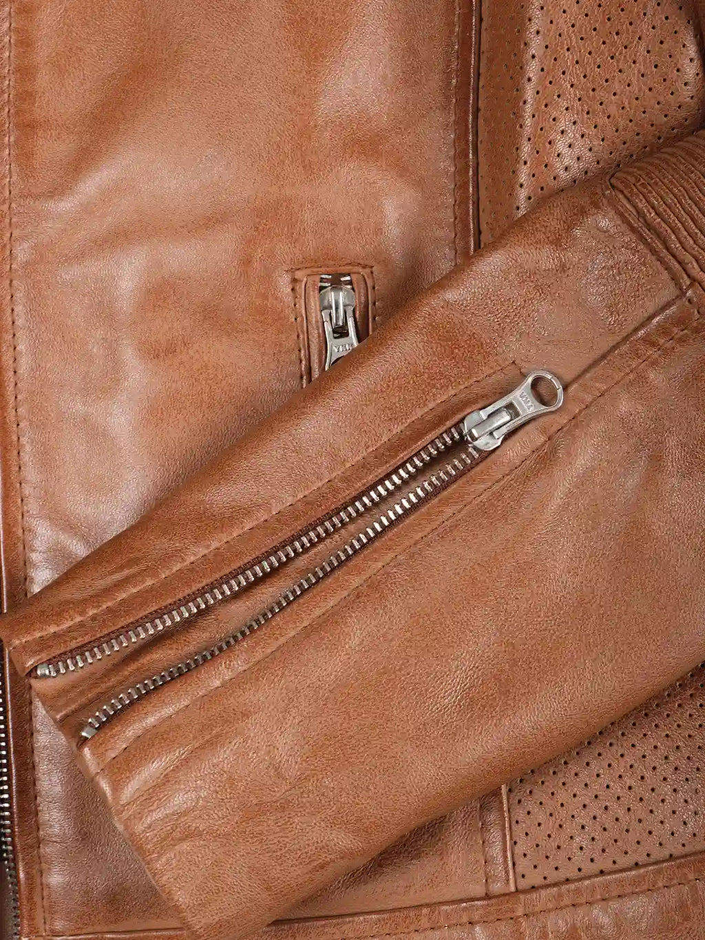 Austin Womens Tan Brown Biker Style Leather Jacket