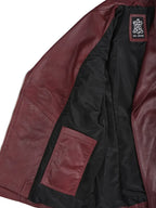 Women's Burgundy Asymmetrical Biker Style Real Leather Jacket
