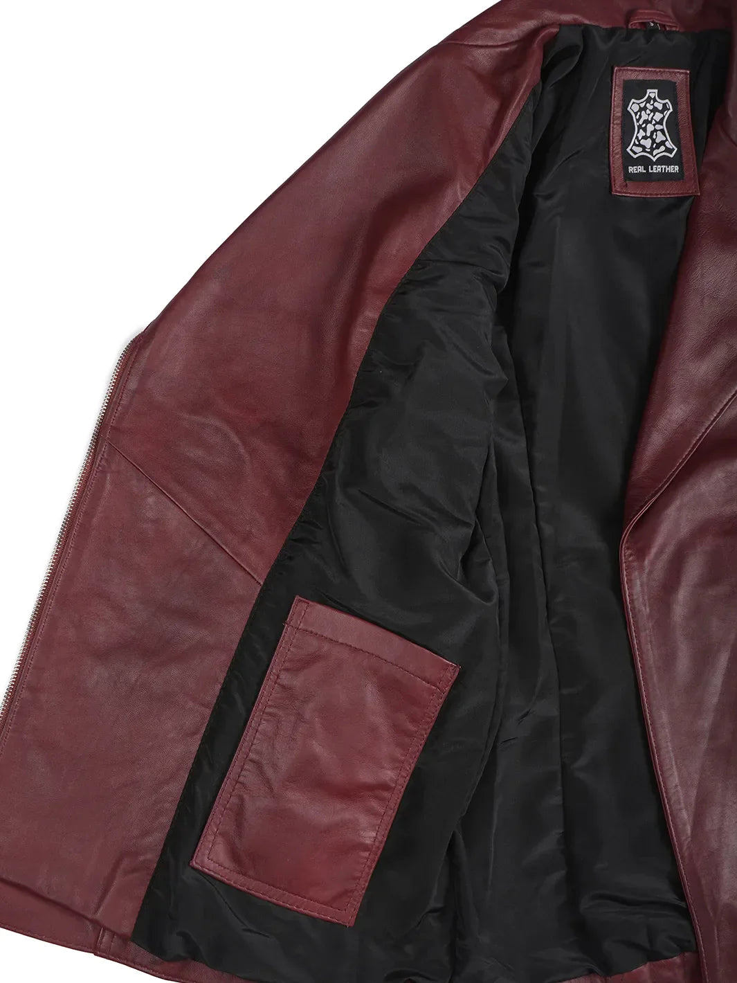 Women's Burgundy Asymmetrical Biker Style Real Leather Jacket